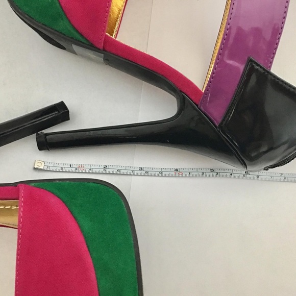 SOLD!! Open Toe Heels Ankle Strap Pink Green - Picture 6 of 6